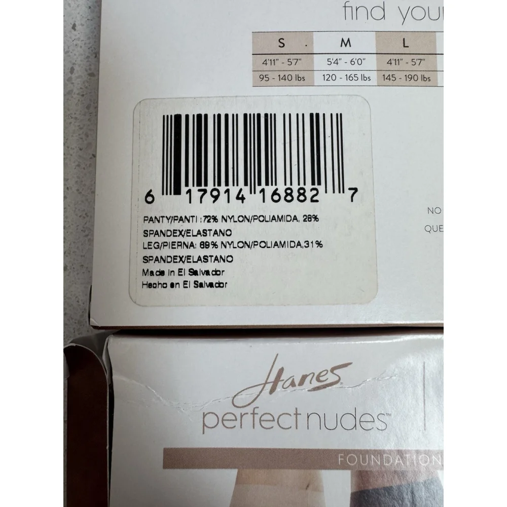 Hanes Perfect Nudes Pantyhose Tummy Control Comfort Black 2 Pack Size L